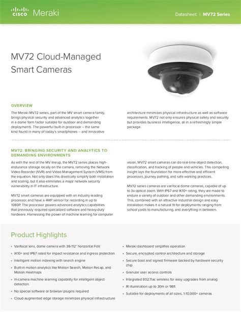 meraki mv72 datasheet.